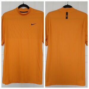 Nike Golf Tiger Woods Dri-Fit ADV Mock Polo Men's Medium Laser Orange CU9526-845